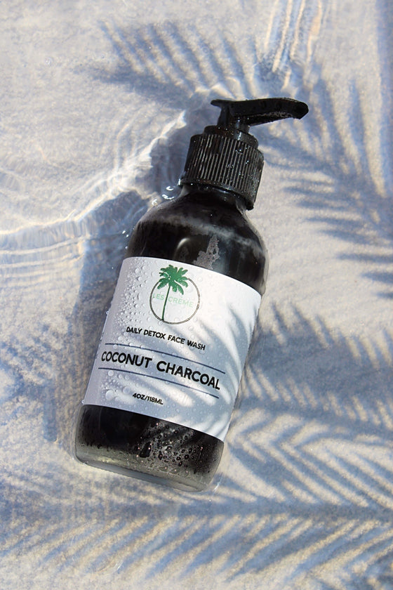 Organic Coconut Charcoal facewash in glass bottle